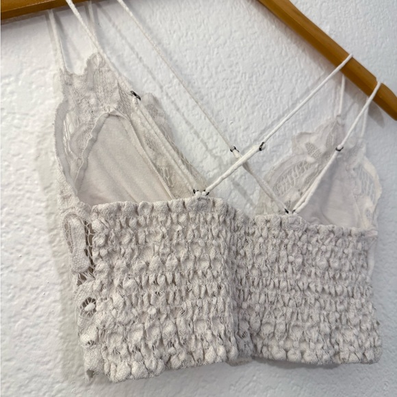 Free People Women’s Adela Bralette Top, Size Medium, White Lace Boho Crop Tank - Picture 5 of 7